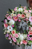 Romantyczna Krystyna, różowy wianek dekoracyjny