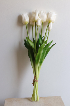 April Nova, bukiet tulipan silikonowy Biały, 7szt. dł.50cm