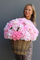 bogaty kosz z hortensjami Italiano Pink, wys.58cm  