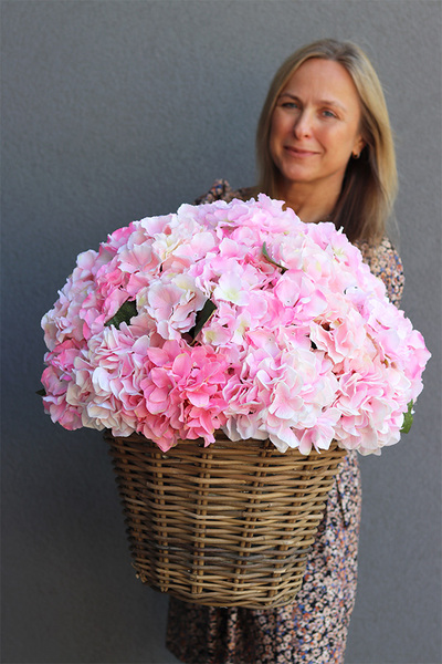bogaty kosz z hortensjami Italiano Pink, wys.58cm  
