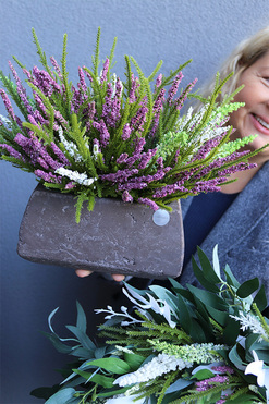 Wrzosy na Jesień, kolorowe wrzosy w betonowej donicy, wys.27cm