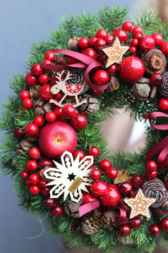 Czerwień Luxury, świąteczny czerwony wianek