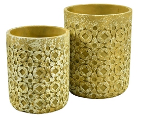 Boho A (większa), osłonka prosta doniczka, żółta, wym.18x22.5cm