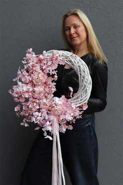 Eyre Pink 2, asymetryczny wianek dekoracyjny, rozp.50cm