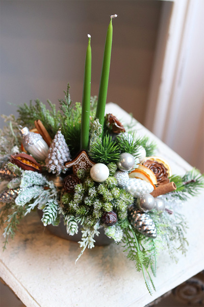 Winter Day, adwentowy stroik ze świecami