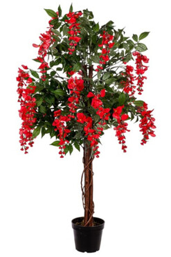 Wisteria C, sztuczna roślina, czerwony, wys.120cm