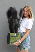 Black Mirror Glamour, sztuczna czarna trawa w donicy