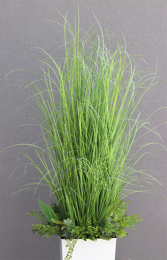 Anna Modern White 2, kompozycja z traw w dłutowanej donicy, wys.160cm