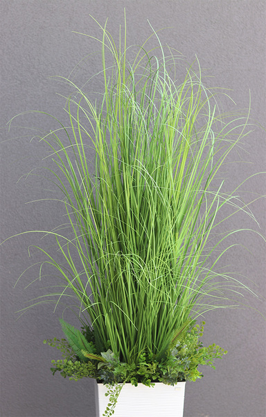 Anna Modern White 2, kompozycja z traw w dłutowanej donicy, wys.160cm