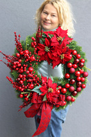 Czerwień wśród Nas, wianek ozdobny / stroik dekoracyjny, śr.48cm