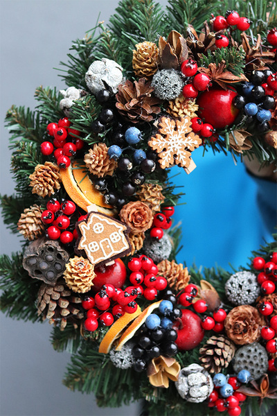 bożonarodzeniowy wianek z suszem, Wigilia, śr.33cm