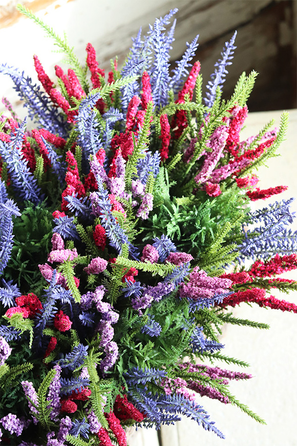 Kolorowe Wrzosy 2, kompozycja kwiatowa w brzozowej skrzynce, wym.28x49cm 