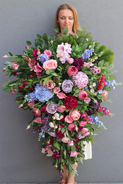 Kolorowa Giganta, duża wiązanka nagrobna, dł.110cm