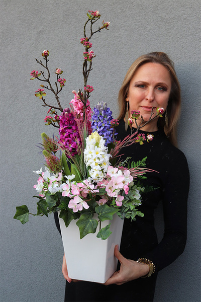 Hiacniti, wiosenna kompozycja z hiacyntami, wys.80cm