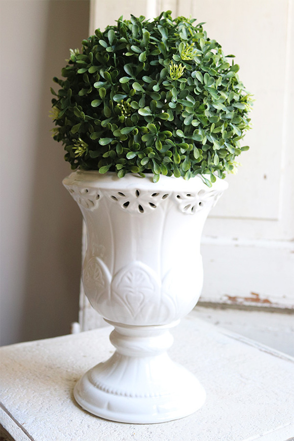 Neros, kula bukszpanowa w białym pucharze, wys.39cm 