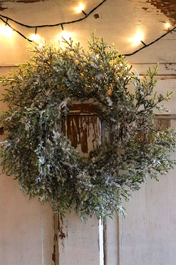 Grudniowy Mróz,  zimowy ośnieżony wianek, śr.45cm 