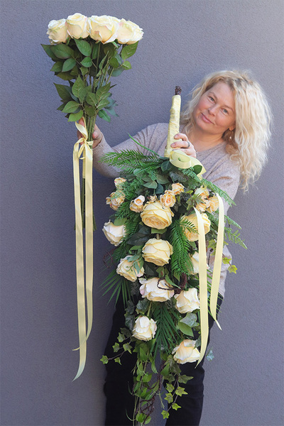 Rosalinda Roses, Rosalinda Roses Set, bukiet nagrobny do położenia, kremowy