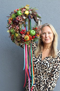 Augustino Frutina, asymetryczny jesienny wianek, rozp.45cm