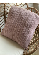 Knitted, wełniana poszewka na poduszkę, pudrowy róż