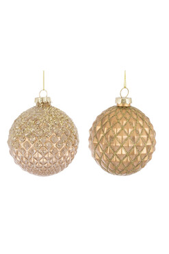 OD RĘKI Decoriada, szklane bombki w pudełku, 2 sztuki, śr.8cm