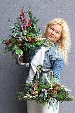 Angelo Garden Winter Forest, komplet dekoracji nagrobnych, bukiet + lampion