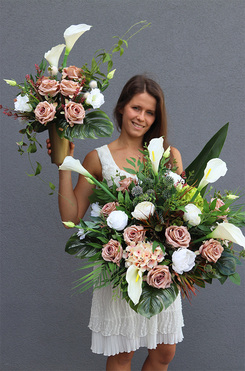 dekoracja nagrobna Flamanca Beige (bez bukietu), wym.30x50cm 