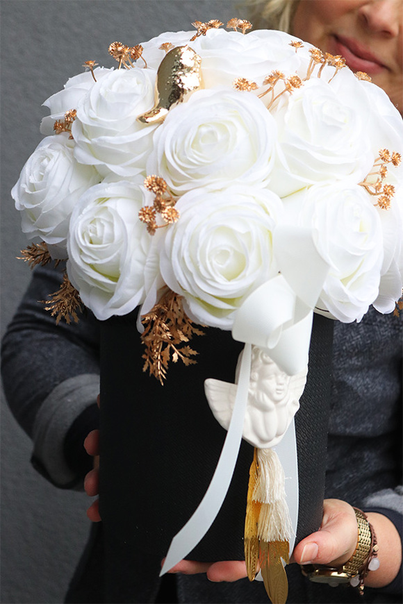 Versana, różany flowerbox z aniołkiem