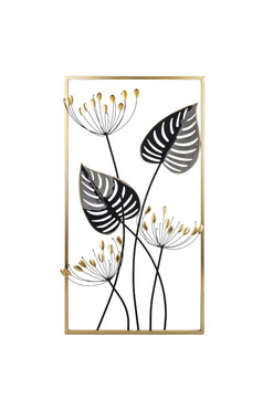 Liście Glamour A, metalowy obraz dekoracja ścienna, wym.80x40cm