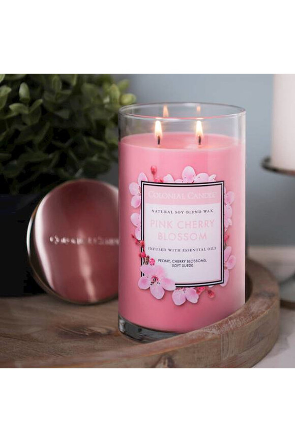 Pink Cherry Blossom, sojowa świeca zapachowa w szkle, Colonial Candle