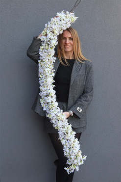 OD RĘKI Białe Bzy, girlanda dekoracja kwiatowa, dł.140cm  