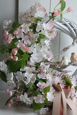 Sad Jabłoni, wiosenny wianek z ptaszkiem, rozp.44cm