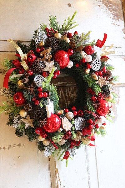 Świąteczny Kolor Big 2, bogaty wianek świąteczny LED