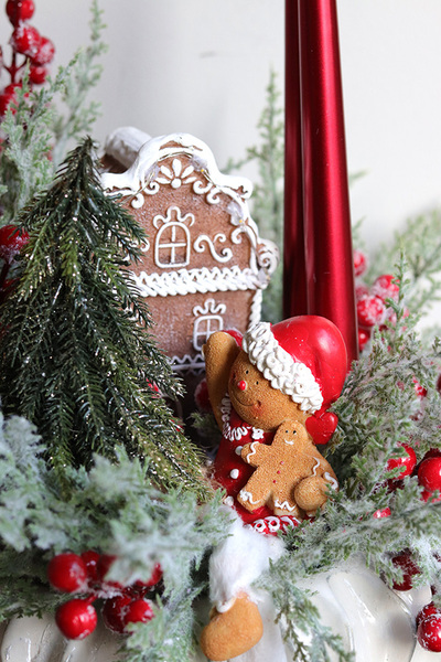 Słodki Domek, stroik świąteczny z piernikowym ludkiem