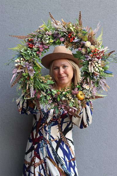 Jesienna Villa, jesienny wianek z piórami