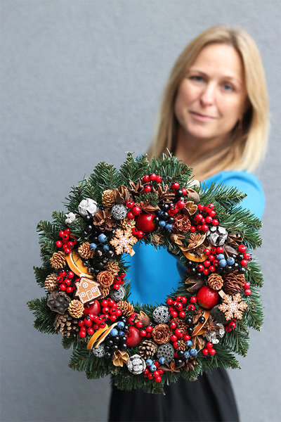 bożonarodzeniowy wianek z suszem, Wigilia, śr.33cm