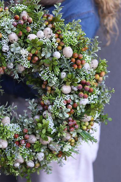 Zielona Elerena, wielkanocny wianek z jajkami