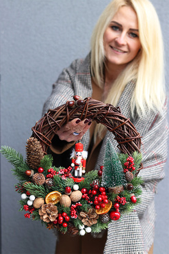Dziadki Do Orzechów Small, świąteczny wianek dekoracyjny, rozp.36cm  