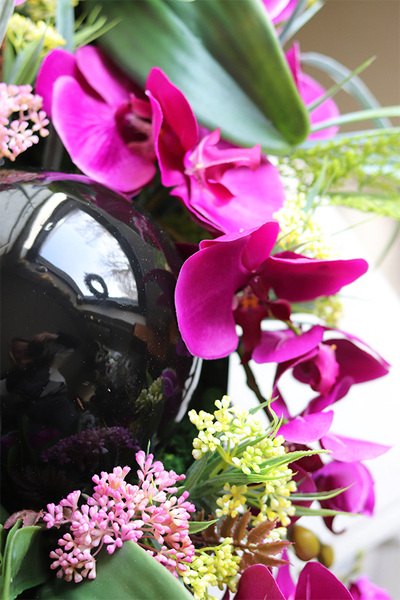 Laos Dekoria Fuksja, kompozycja kwiatowa w podłużnym naczyniu, dł.85cm