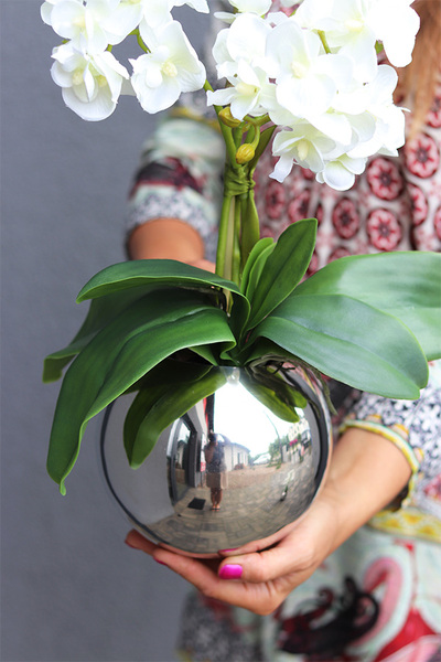 Silveia, sztuczny storczyk w lustrzanej donicy