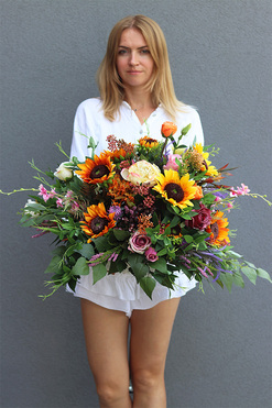 kompozycja w gąbce, bez naczynia, do własnej donicy, Jesienne Westchnienie, wym. 46x65x43cm