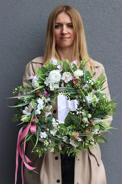 Murcia, biały wianek na drzwi, śr.43cm 