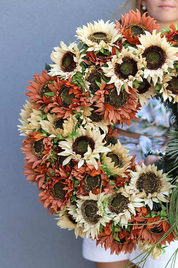 Słonecznikowe Pole, komplet wieniec & bukiet, śr.60cm/46cm