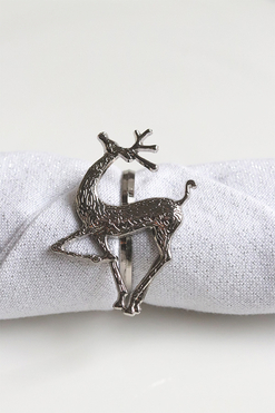 OD RĘKI Renifer Elegance, świąteczne obrączki na serwetki, srebrne kpl.4szt 