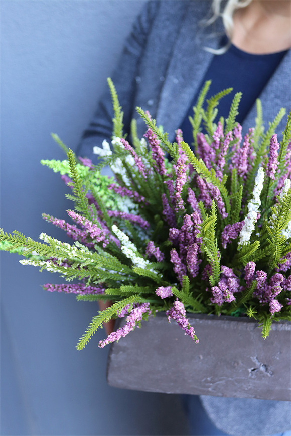 Wrzosy na Jesień, kolorowe wrzosy w betonowej donicy