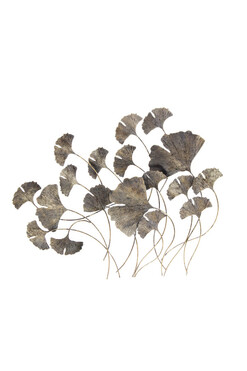 Ginko Vintage, złota dekoracja ścienna z miłorzębem, wym.95x105cm