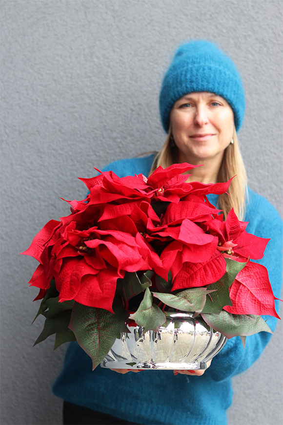 Gwiazda Betlejemska Silver Deco, wysokiej jakości sztuczna roślina