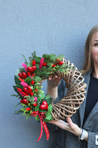 Love Me, wianek walentynkowy na drzwi