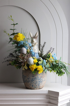 Blue Pereira, stroik wielkanocny z zajączkiem, wys.50cm 