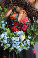 Florena Bird Blue 2, wianek dekoracyjny z ptaszkiem