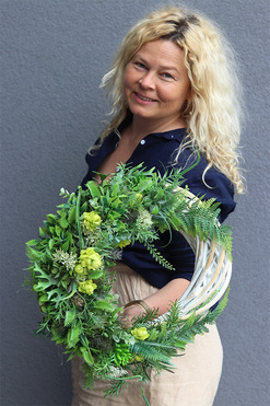 Sukulenty Green Deco, asymetryczny zielony wianek, śr.40cm